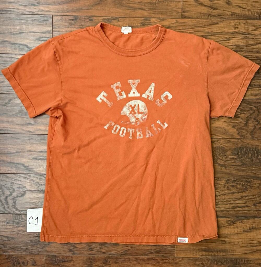 Vintage Tailgate Texas Longhorns Football T-Shirt Burnt Orange Made Canada Large